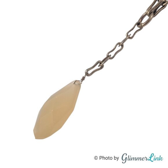 Anne Klein Light Gold Tone Y Drop Necklace With Faceted Glass Pendant - Picture 9 of 11